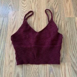 Maroon knitted like crop top